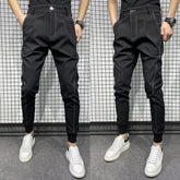 Hearujoy Slim Fit High Waist Plus Big Size Man Suits Pants Tressed Trousers For Men Vintage Thin Casual Clothing Premium Dress Up